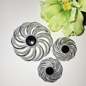 SARAH COVENTRY "MYSTIC SWIRL" 1966 BROOCH & EARRINGS